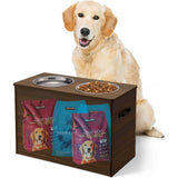 Elevated Dog Bowls Stand with Storage